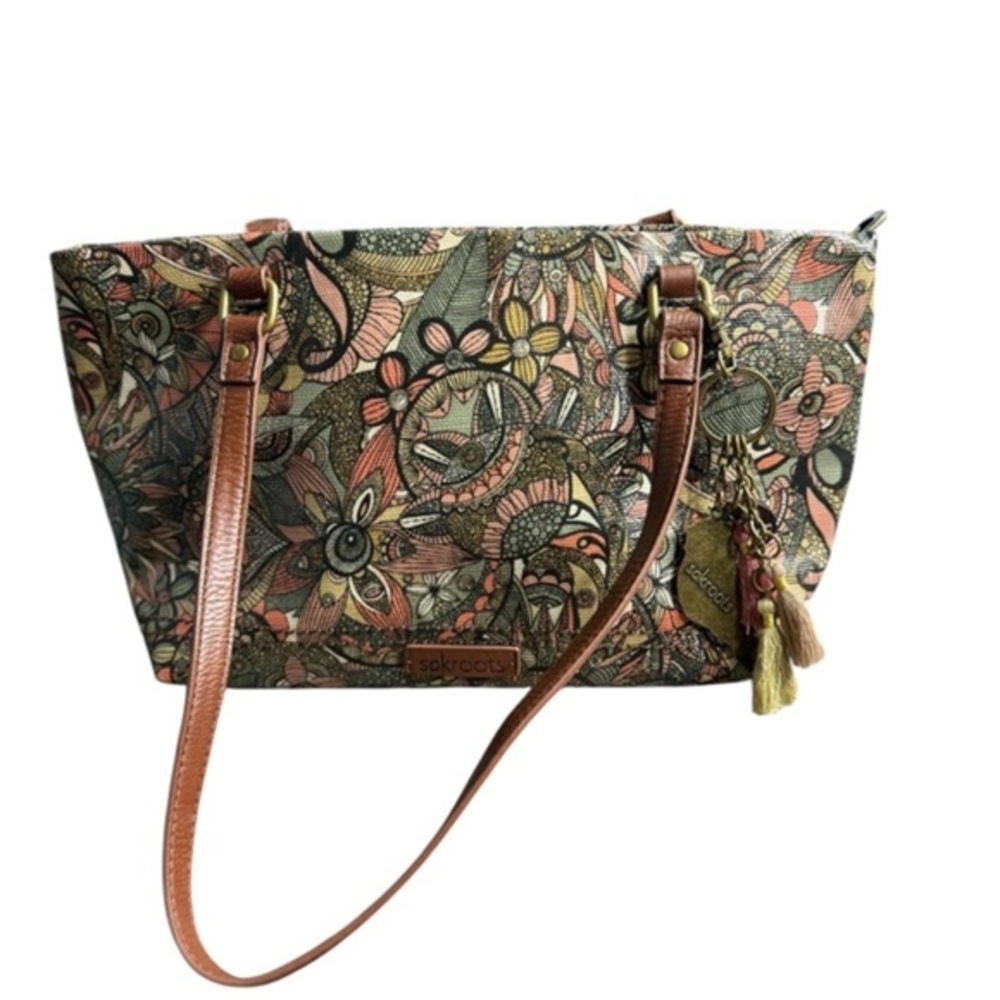 Sakroots Floral Mini Bag with Brown Straps